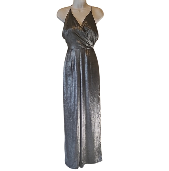 Astr Metallic Silver Halter Jumpsuit - Picture 6 of 6